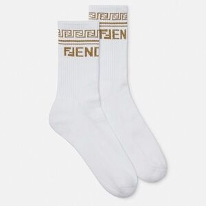 Fendace unisex Greca FF logo white socks NWT